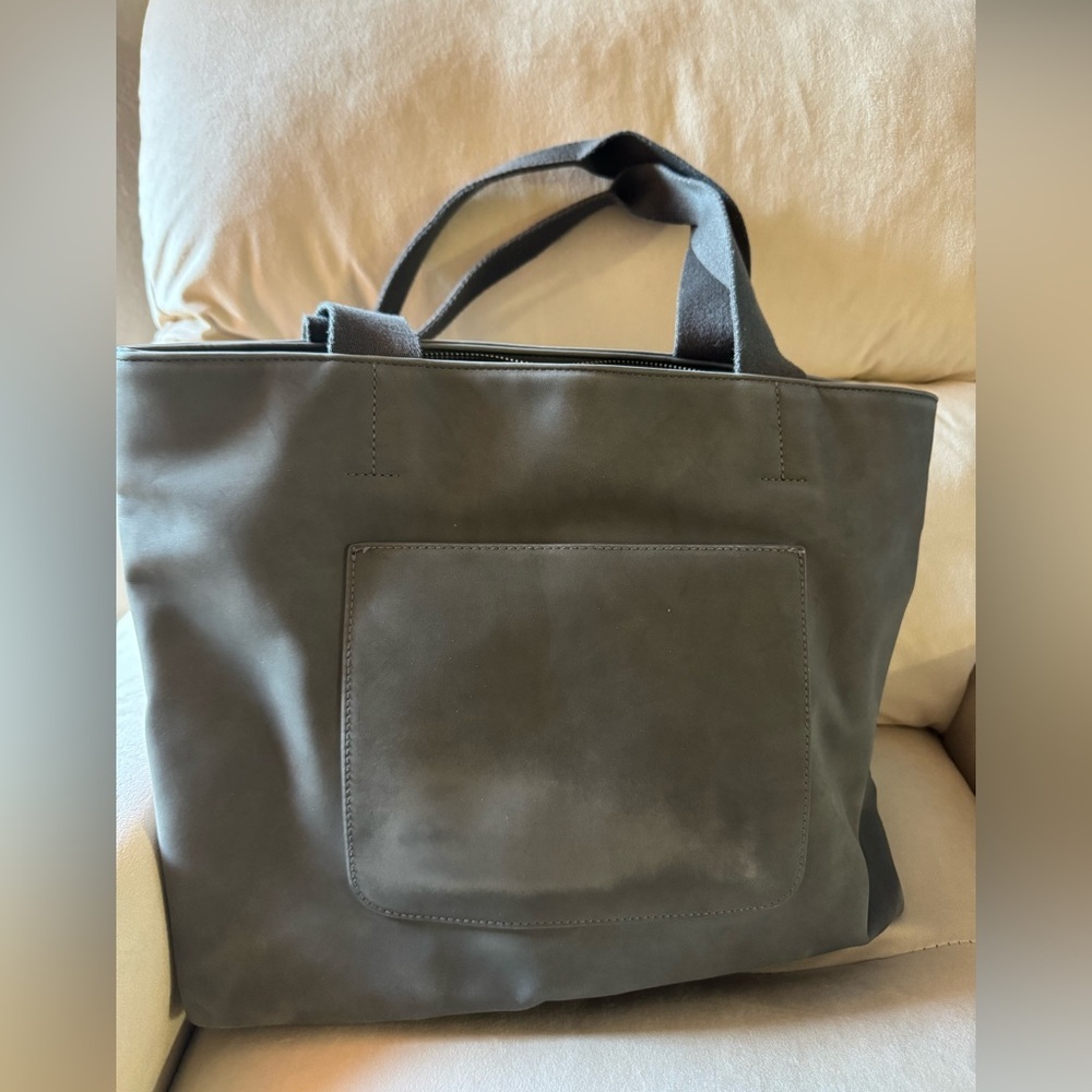 School Girl Charcoal Suede Tote Bag Zip Top Universal Thread